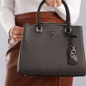 GUESS Gray and Black Satchel